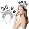 Abaodam 2026 New Years Eve Decorations Headband - Silver Happy New Year Hair Accessories for Women And Kids, Nye Party Supplies 2026 Headpiece, Glitter Photo Booth Props view 1