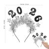Abaodam 2026 New Years Eve Decorations Headband - Silver Happy New Year Hair Accessories for Women And Kids, Nye Party Supplies 2026 Headpiece, Glitter Photo Booth Props view 2