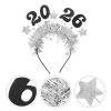 Abaodam 2026 New Years Eve Decorations Headband - Silver Happy New Year Hair Accessories for Women And Kids, Nye Party Supplies 2026 Headpiece, Glitter Photo Booth Props view 3