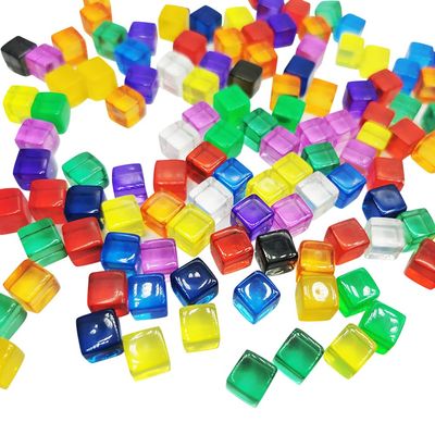 200 Pcs 8 mm Colorful Plastic Blank Dice Six Sided Dice Cubes Blocks Rounded Edge Square Dices Small Role Playing Dice Multi Colored Counting Dice for DIY Crafts