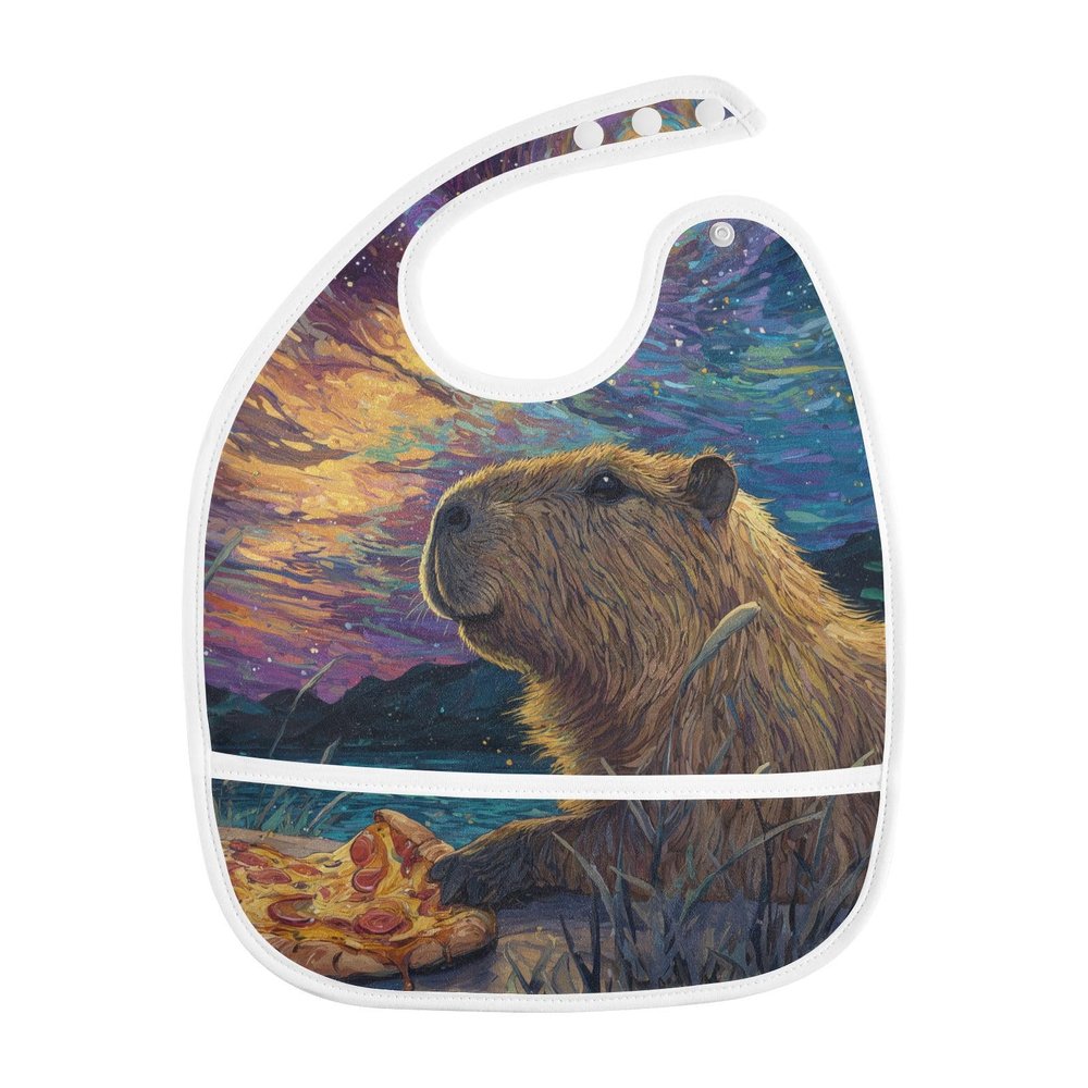 JHKKU Baby Bibs Capybara Pizza Feeding Drool Bib, 2 Pack