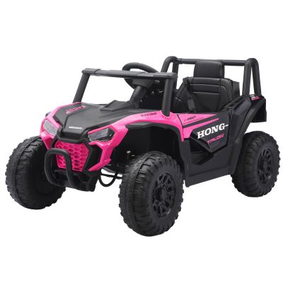Ride on Cars, Kids Cars, 12V Electric Car for Kids with Adjustable Speeds, Double Open Doors, Horn, Music, Bluetooth and Lights for 3+ (Pink)