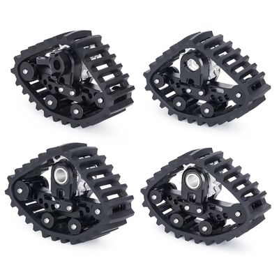 1/24 RC Snow Track Wheels Set, Aluminum & Rubber Tracked Conversion Kit, 4PCS Tracked Wheels for SCX24-Style RC Crawlers (Black)