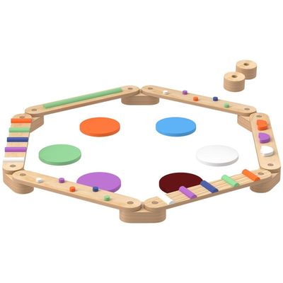 Wooden Balance Training Set for Coordination Development  Modular Sensory Movement Equipment with Smooth and Textured Surfaces