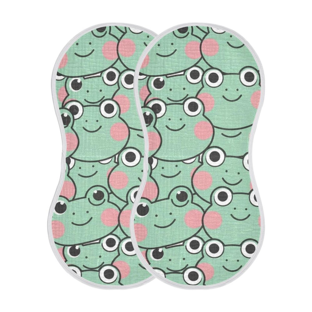 Emelivor Frogs Cartoon Green Print Muslin Burp Cloths for Baby Super Soft Baby Burp Cloths Set of 2 Absorbent Baby Bibs Washcloths Towel Spit Up Burping Rags for Girls Boys Newborn