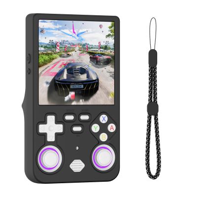 Black Case for R36 Ultra Handheld Gaming Console, Soft Silicone Protective Cover Waterproof,Dustproof,Shockproof, Protective Case with Lanyard, Only Compatible with R36 Ultra