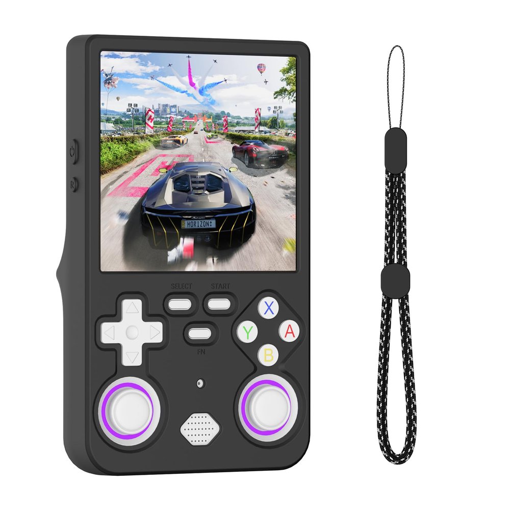 Black Case for R36 Ultra Handheld Gaming Console, Soft Silicone Protective Cover Waterproof,Dustproof,Shockproof, Protective Case with Lanyard, Only Compatible with R36 Ultra