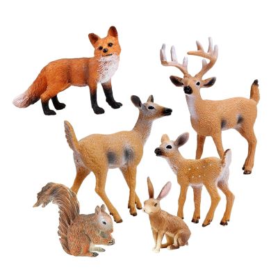 6 Piece Realistic Wildlife Animal Figures - PVC Woodland Creatures for Cake Toppers & Play (2.5-9.5cm / 1-3.7 inch)