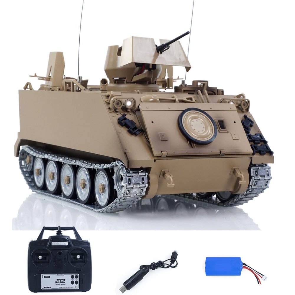 wheelfun TD 1/16 RC Tank M2412-B M113A1 ACAV 360 Turret Rotation Infrared Metal Wheels Gearbox Smoke Unit Radio Control Military Model Hobby Grade Model for Ages 14+