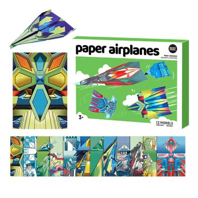 Paper Airplane Toyset with 12 Designs - Gentle EVA Flyer, Childproof Sky Pack | Colored Paper Art Projects Toys, Flexible Sheets, Odorless Build, Calm Activity for Travel Party Birthda
