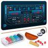 Craps Tabletop Game Set with 35 * 70" Rubber Craps Tabletop Layout Mat, 36" Rattan Stick, Casino Grade 19mm Dice, On/Off Button and 100 pcs Chips Craps Game Layout for Party view 1
