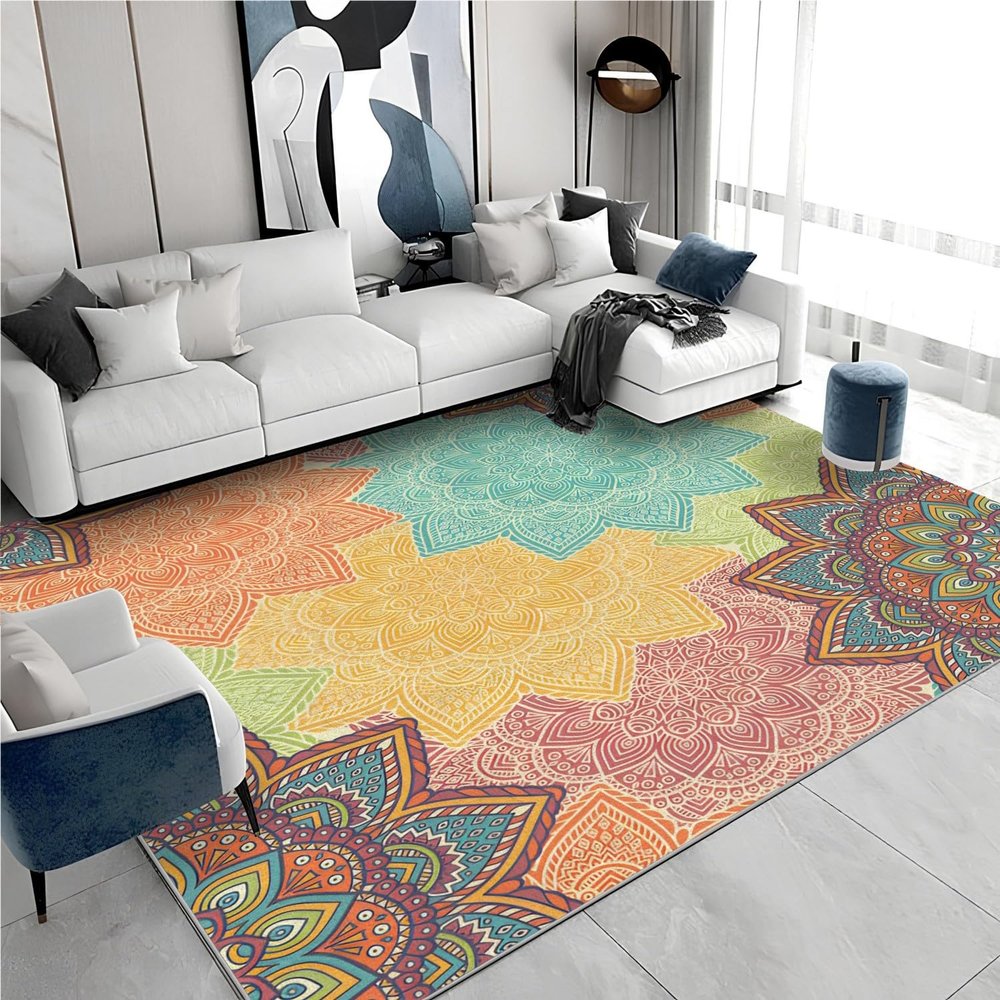 Southwest Style 5x7 Rug - European Rug 3x5 - Abstract Modern Area Rug for Living Room Bedroom, Colorful Carpet, Non Slip & Soft Low Pile Indoor Small Washable Rugs for Women Teens A13