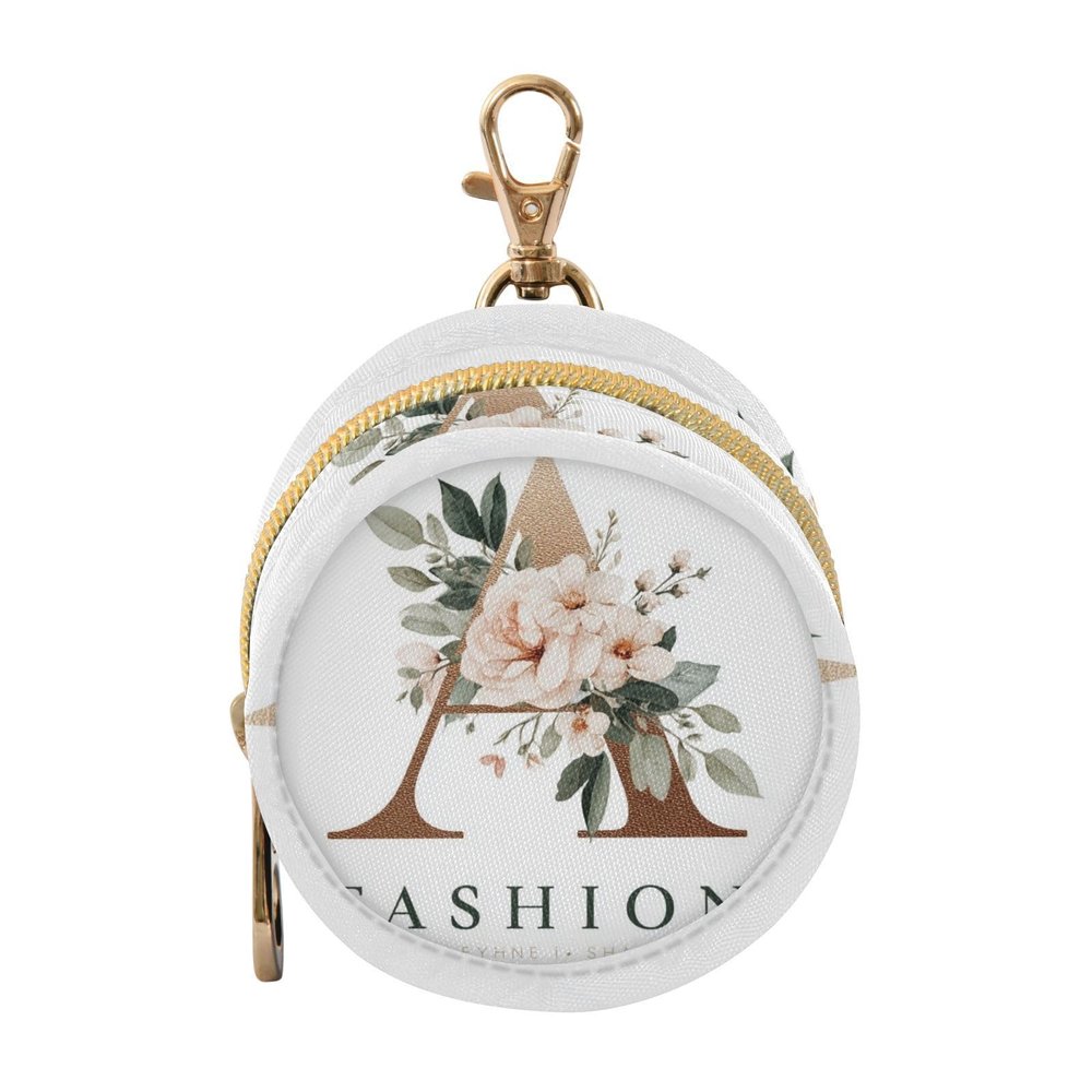 pnyoin Warm Tone Floral Initial A Pacifier Case Pacifier Holder with Clip,Easily Attach to a Diaper Bag or Purse,2.95" in Diameter Portable Container Case Holds 2 Pacifiers