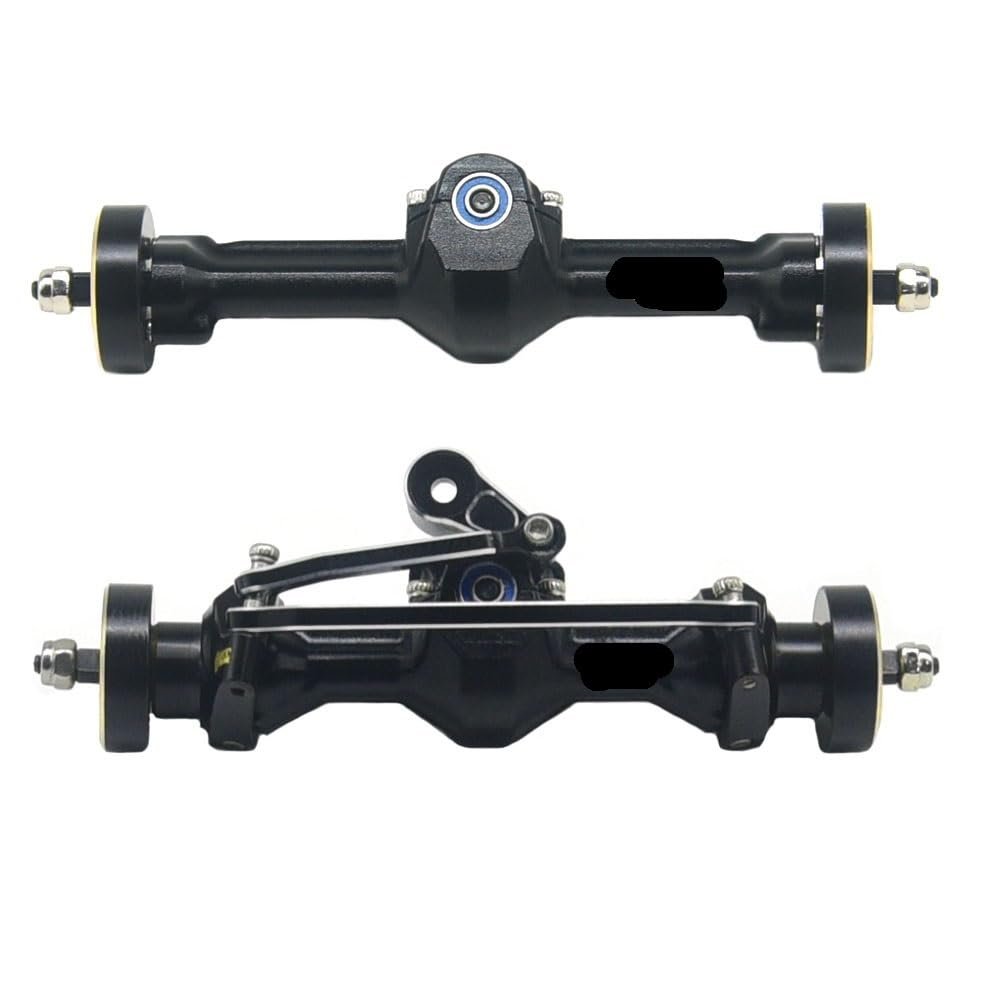 Aluminum Front and Rear Axle +4mm Width with Brass Counter Weight with Flange Bearing for Axial SCX30 RC Cars(4mm Black Set)