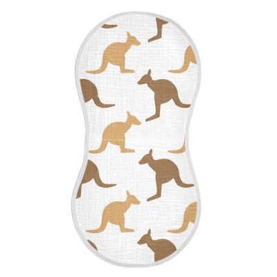 Emelivor Cute White Kangaroo Print Muslin Burp Cloths for Baby Super Soft Baby Burp Cloths Absorbent Baby Washcloths Towel Burp Bibs Burping Spit Up Rags for Newborn Girls Boys