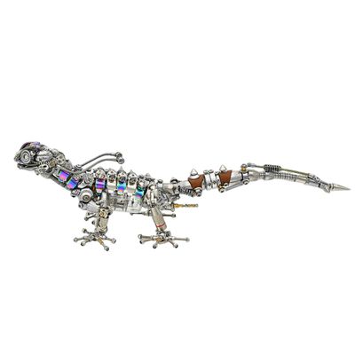 3D Metal Puzzle for Adults, 3D DIY Mechanical Lizard Model Kit, Articulated Steampunk Mechanical Animal Assembly Model with LED, Brain Teaser Puzzles for Stress Relief, Desk Decor for Adults, 1000PCS
