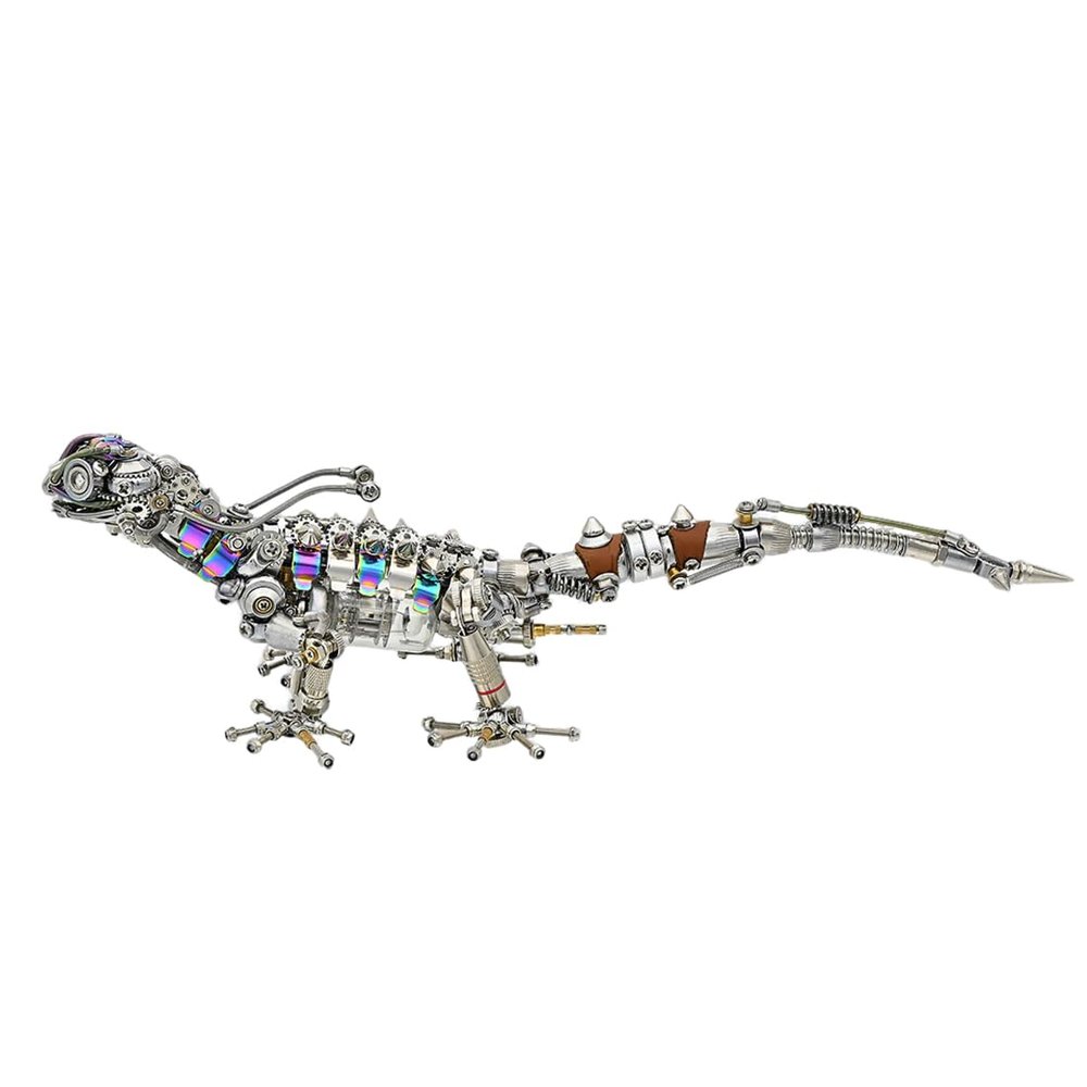 3D Metal Puzzle for Adults, 3D DIY Mechanical Lizard Model Kit, Articulated Steampunk Mechanical Animal Assembly Model with LED, Brain Teaser Puzzles for Stress Relief, Desk Decor for Adults, 1000PCS