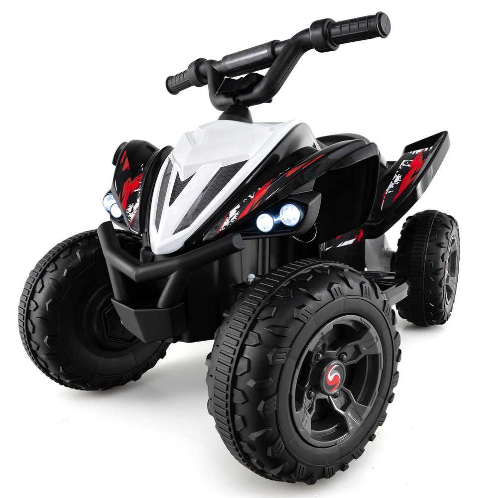 Costzon Kids ATV, 12V 4-Wheeler Quad Electric Vehicle w/ 7 mph Max Speed, 15 Climbing, LED Lights, Music, Wireless Connection, Toddler Ride On ATV Toy, Gift for Boys Girls Aged 3+ (Deep Black)