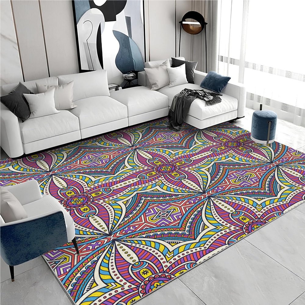 Morocco Traditional Patterned 5x7 Rug - Country Rug 3x5 - Boho Floral Area Rug for Living Room Bedroom, Farmhouse Carpet, Non Slip & Soft Low Pile Indoor Small Washable Rugs for Women Teens A119