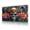 XPMPDYID for MTG Playmat with Zone Non-Slip Backing & Stitched Edges, Smooth Surface Card Playmat for TCG, Playing Card Mat Includes Storage Bag, Skull Dragon Game Mat for Magic Board Games view 1