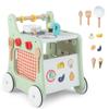 6-in-1 Wooden Learning Activity Center with Play Kitchen, Push Walker, Shape Sorter, Teaching Clock & Storage Box for Early Development view 2
