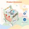 6-in-1 Wooden Learning Activity Center with Play Kitchen, Push Walker, Shape Sorter, Teaching Clock & Storage Box for Early Development view 4