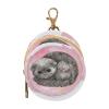 pnyoin Cat and Pink Lace Pacifier Case Pacifier Holder with Clip,Easily Attach to a Diaper Bag or Purse,2.95" in Diameter Portable Container Case Holds 2 Pacifiers view 1