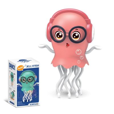 AnLipro Interactive Dancing Jellyfish Toy for Kids Musical LED Light Crawling Toy with Smart Obstacle Avoidance Fun Birthday Gift for Toddlers & Preschoolers (Rose Pink)