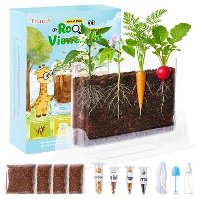 TitaniX Root Viewer Kit for Kids with 4 Seed Varieties, STEM Science Toy & Craft Growing Kits for Boys & Girls, Grow Your Own Plant for Ages 4-8 Birthday Gifts for Boy,4, 5, 6, 7, 8, Year Old