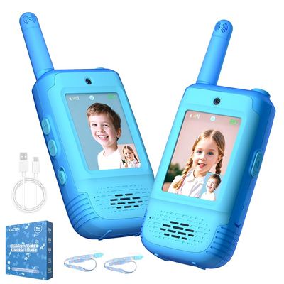 Video Walkie Talkies for Kids, Christmas Birthday Gifts Toys for Boys 3 4 5 6 7 8 Age, Kids Intercom with Video & 3 Voice EffectsIndoor Outdoor Toys Backyard, Camping, Hiking (Blue)