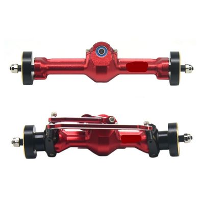 Aluminum Front and Rear Axle +4mm Width with Brass Counter Weight with Flange Bearing for Axial SCX30 RC Cars(4mm Red Set)