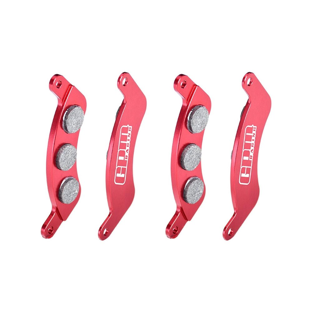 Aluminum 7075-T6 Alloy Front Brake Pads Left & Right for Traxxas 1/6 FUNCO PRO Scale 2WD Sand CAR 8S-109076-4 Upgrades - Red