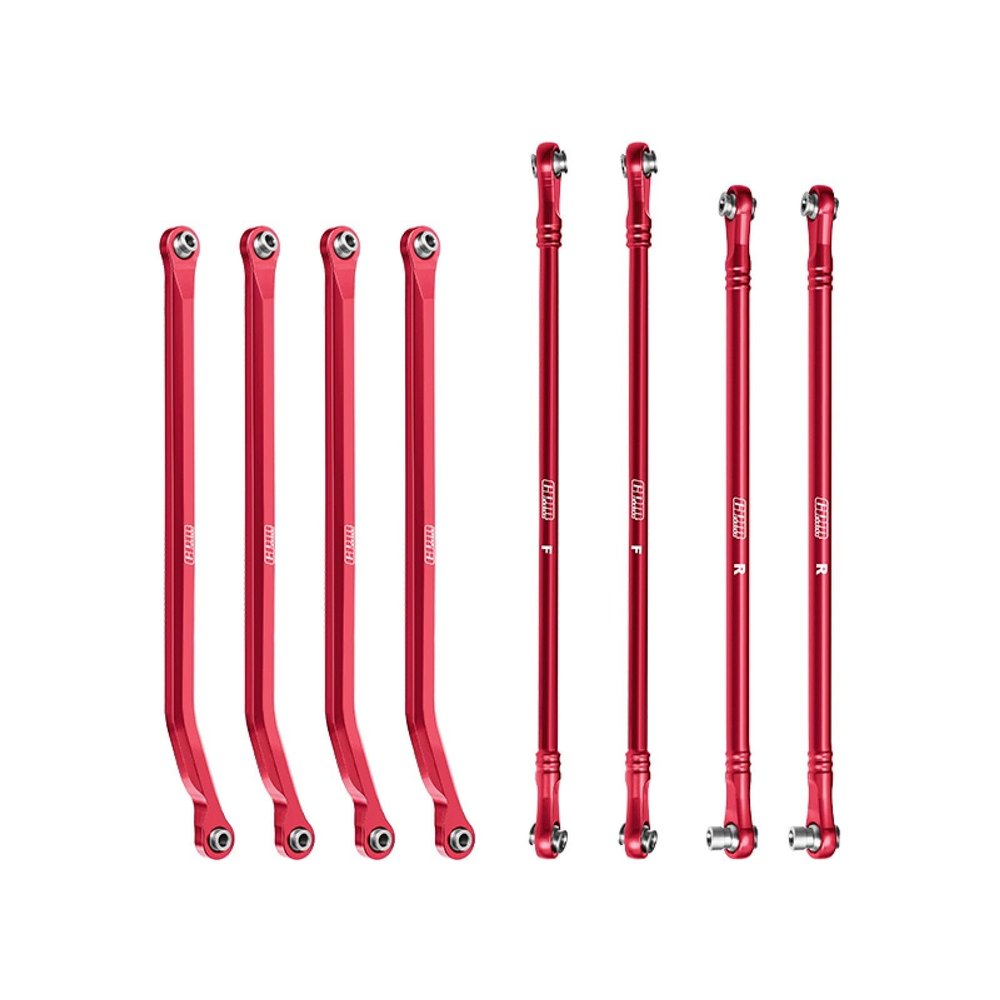 Aluminum 7075-T6 Alloy High-Clearance Upper & Lower Link Bar Set for Vanquish 1:10 H10 Optic Kit/Yokohama RTR/Sparco RTR Rock Crawler Upgrades - Red