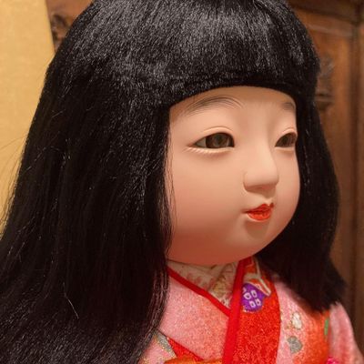 Cute Checkerboard Doll/Company Work/Artist/Made in Japan/Height 15.7 inches (40 cm) / Paper Box/Bookmark