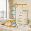 Garvee 8-in-1 Indoor Jungle Gym Set with Slide Swing Monkey Bar Wooden Climbing Structure for Kids Ages 3-10 view 2