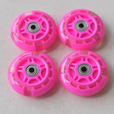 4-Pack Silent Replacement Wheels for Twist Cars 80 * 24mm Universal Size Front & Rear Wheels Wear-Resistant PU Wheels for Kids' Swing Cars (Pink)
