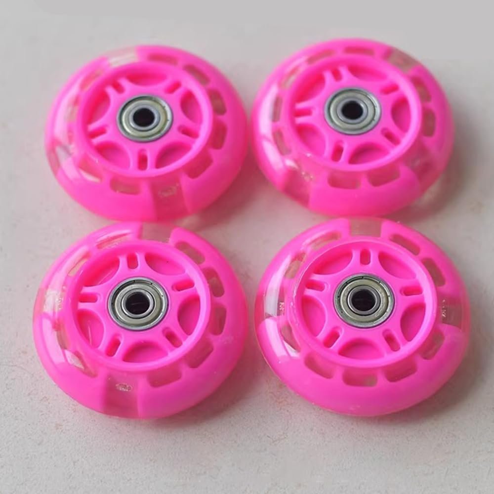 4-Pack Silent Replacement Wheels for Twist Cars 80 * 24mm Universal Size Front & Rear Wheels Wear-Resistant PU Wheels for Kids' Swing Cars (Pink)