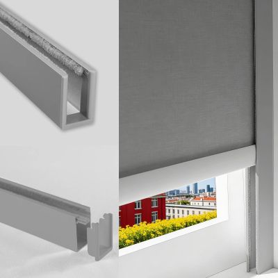 100% Blackout Window Light Blocker, Aluminum Alloy Nursery Window Light Blocker, U Channel Light Blocking Strips for Sides Blinds Curtains(Gray,135cm/53.1in)