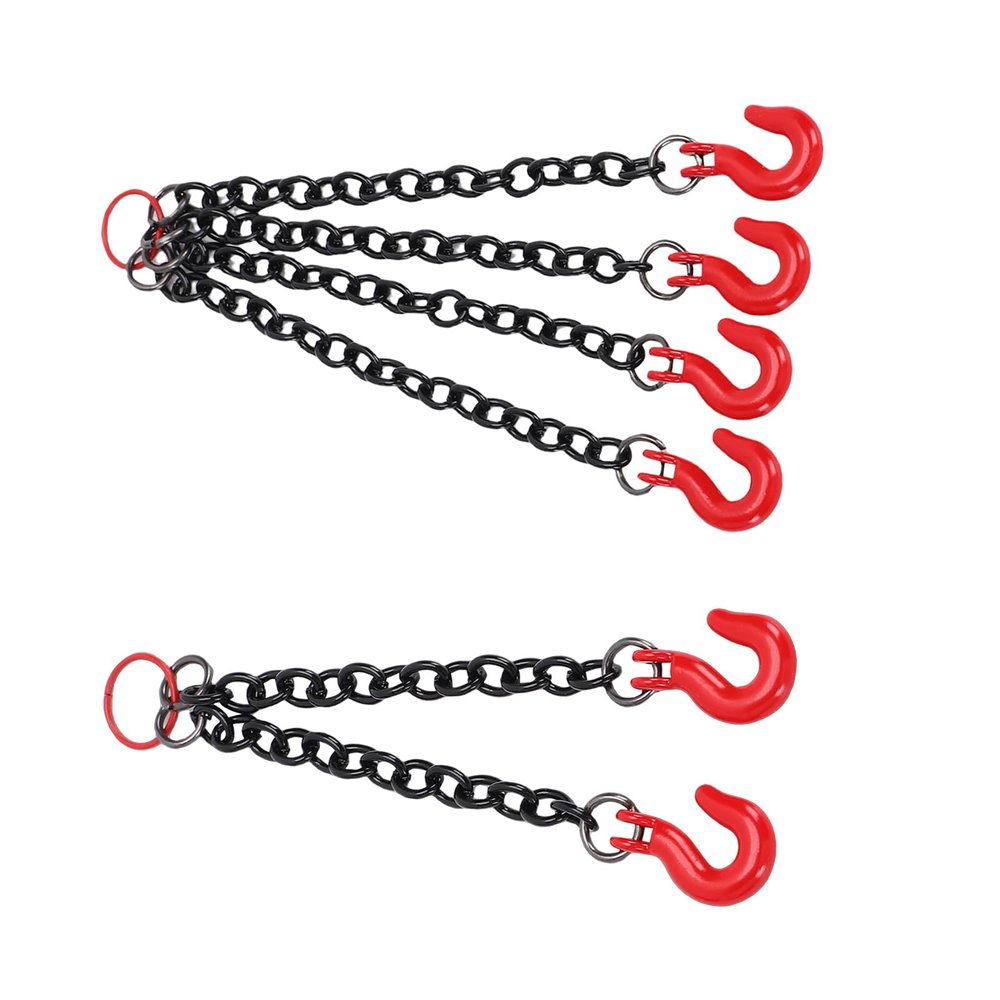 Irfora Metal Tow Chain for RC Crawler Cars, Durable Decorative Part for Offroad Model, Easy Installation Beginners, Wide Compatibility, Made of Metal (Double Hook + Quad Hook)