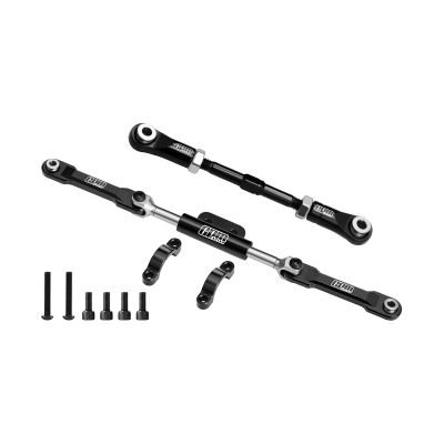 4140 Carbon Steel + Aluminum 7075-T6 Alloy Servo Link & Front Steering Link Set for Vanquish 1:10 H10 Optic Kit/Yokohama RTR/Sparco RTR Rock Crawler Upgrades - Black