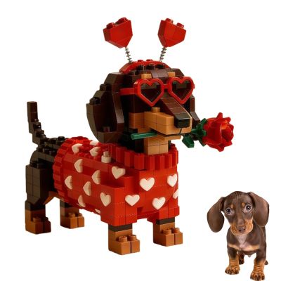 2026 Valentines Day Exclusive Dachshund Brick Set, DIY 3D Dachshund Building Block Set, Cute Dog Building Blocks Toy, Puppy Gift for Dog Lovers, Valentines Day