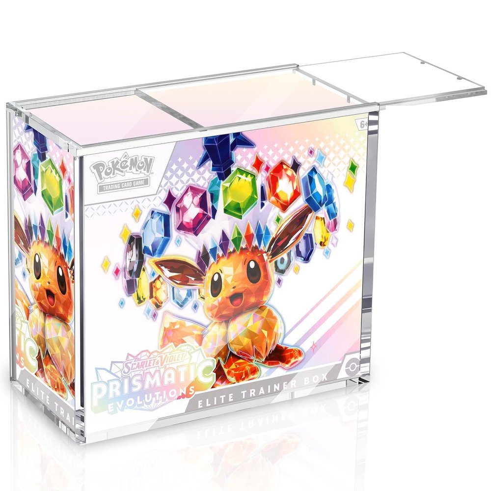 1 Pack Acrylic ETB Case Protector, 5mm Ultra Thick Clear Acrylic with 5mm Magnetic Sliding Lid & Rounded Edges, Top Loading Display Storage Box Compatible with Elite Trainer Boxes (Boxes Not Included)