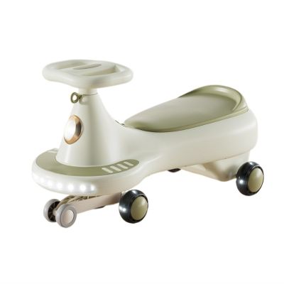 Wiggle Car Boys and Girls Swing Car Silent Flashing Wheels Anti-Rollover Ride On Toy for Indoor Outdoor(Green)