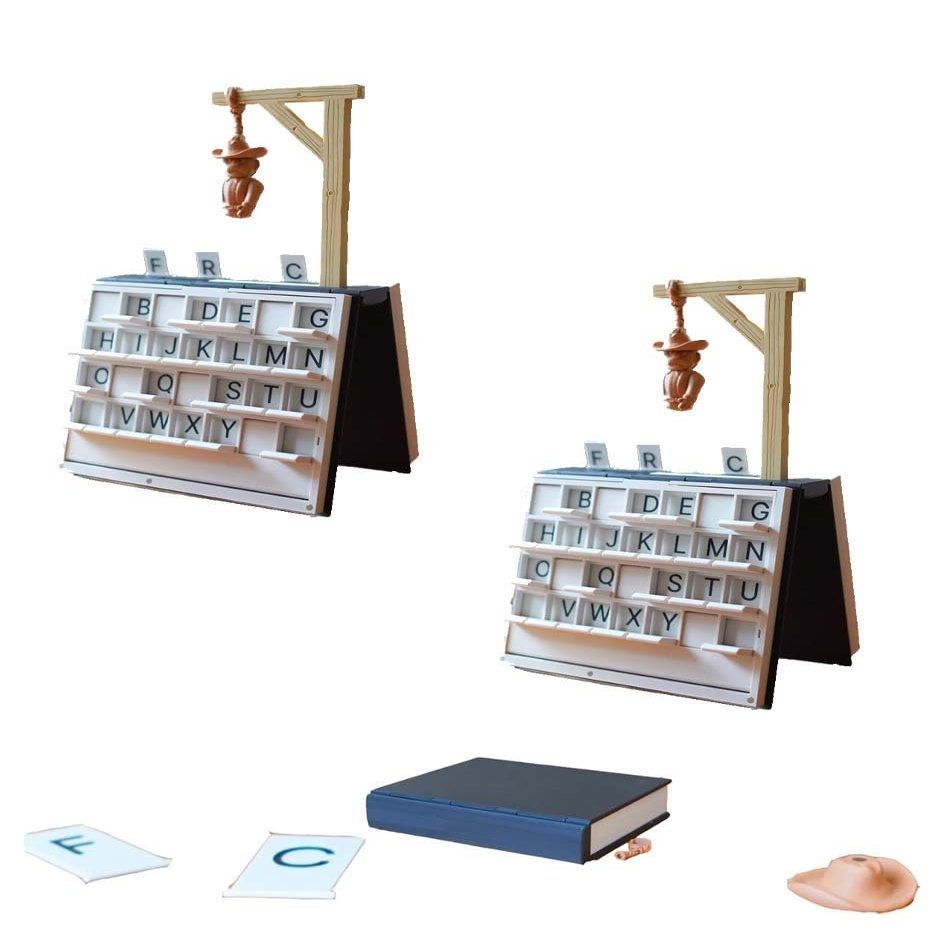 Hangman Game Book, Hangman Game Magnetic Cowboy 3D Printed, Book Board Games, Chess, Four in a Row, Sea Battle, Backgammon, Mancala, Decorative Bookshelf Strategy Game(2pcs)
