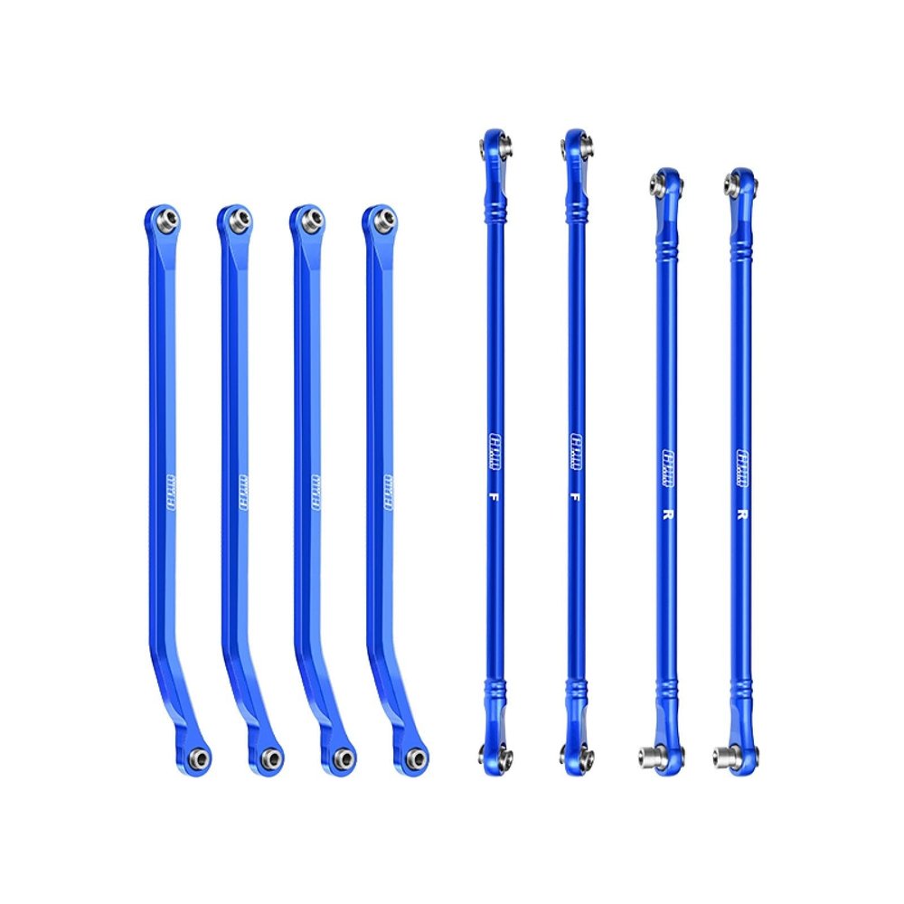 Aluminum 7075-T6 Alloy High-Clearance Upper & Lower Link Bar Set for Vanquish 1:10 H10 Optic Kit/Yokohama RTR/Sparco RTR Rock Crawler Upgrades - Blue