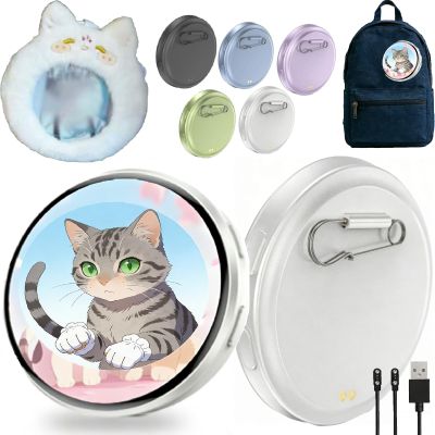 Digital Badge Pin,1.7 Inch Hd Digital Badges With Felt Pin Display Pouch, Bluetooth 6.0 For Customizable Photo Slideshow & Video Display (White)