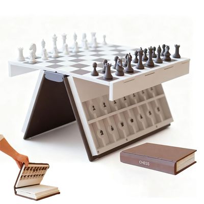3D Hangman Book 3D Printed Magnetic Chess Book Board Game Portable Folding Playbook Design Travel Style Board Games Backgammon Novelty Books Shaped Games for Adults with Storage
