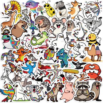 100 Pcs Funny Animal Stickers for Kids Teens - Cute Waterproof Vinyl Meme Decals, Bulk Assorted Pack for Water Bottles, Classroom Rewards, Party Favors