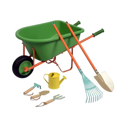 Member Marks Wheelbarrow Gardening Playset for Kids - 7-Piece Outdoor Learning Toy Set - Includes Wheelbarrow, Shovel, Rake, and Gardening Tools - Great for Sandbox and Backyard Play - Ages 3+