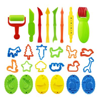 Irfora Play Dough Tools Set for Childrens Imaginative Play with 26pcs Plastic and Cutters, Great for Developing Hands-On Ability, Random Color, Suitable Prizes or Gifts (26pcs Set2)